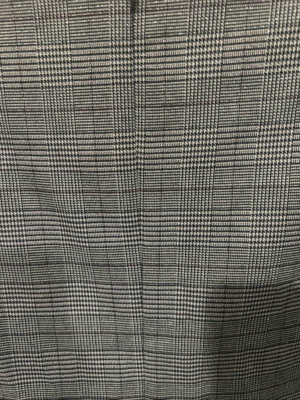Emma & Michelle Gray Plaid Shift Dress with Ruffle Sleeves has a slight shine. - Picture 7 of 8